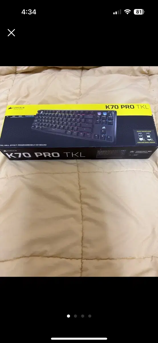 미사용 커세어 k70 pro tkl 제품 팝니다